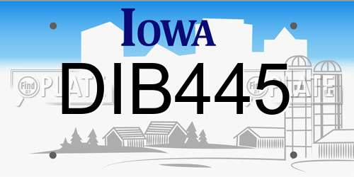 DIB445 Iowa License Plate
