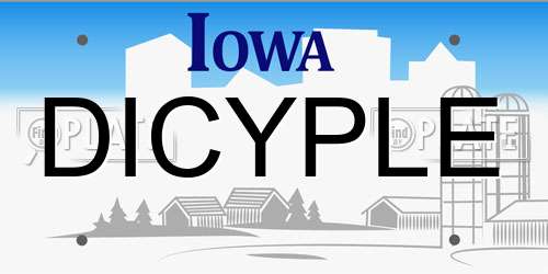 DICYPLE Iowa License Plate