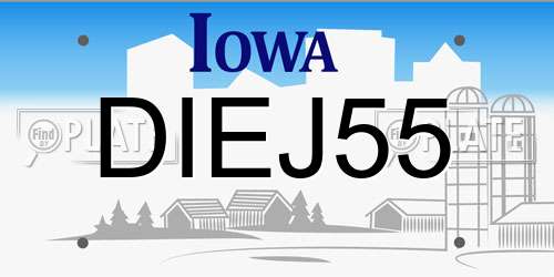 DIEJ55 Iowa License Plate