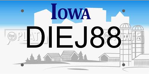 DIEJ88 Iowa License Plate