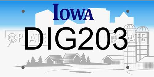 DIG203 Iowa License Plate