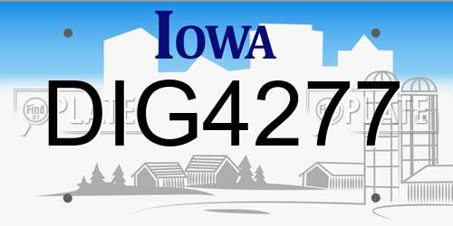 DIG4277 Iowa License Plate