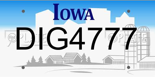 DIG4777 Iowa License Plate