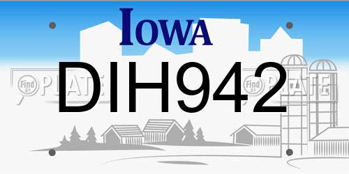 DIH942 Iowa License Plate