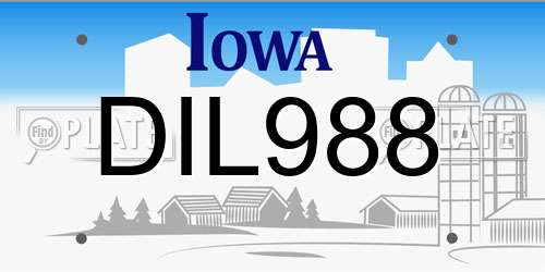 DIL988 Iowa License Plate