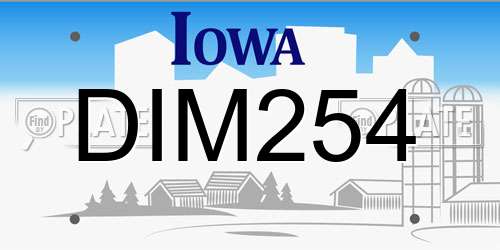 DIM254 Iowa License Plate