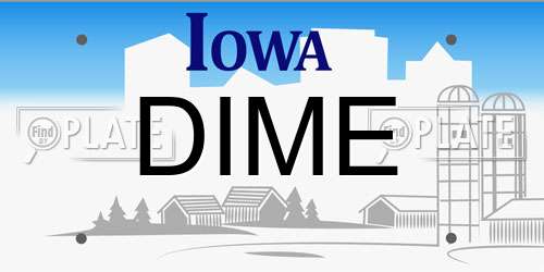 DIME Iowa License Plate