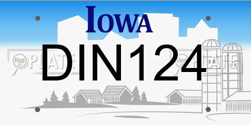 DIN124 Iowa License Plate
