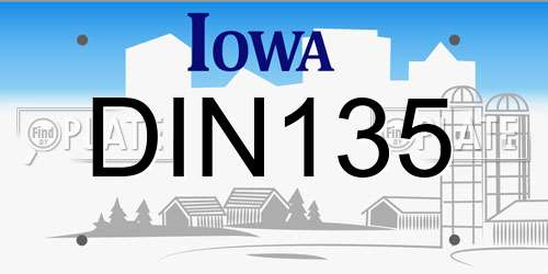 DIN135 Iowa License Plate