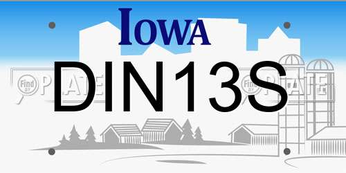 DIN13S Iowa License Plate