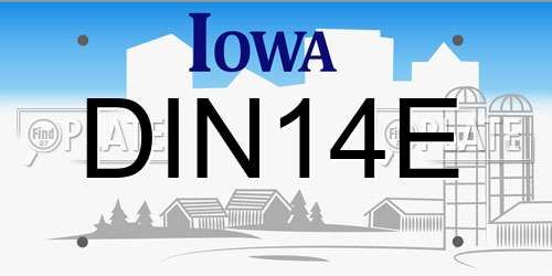 DIN14E Iowa License Plate