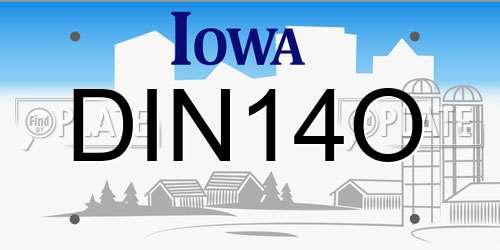 DIN14O Iowa License Plate