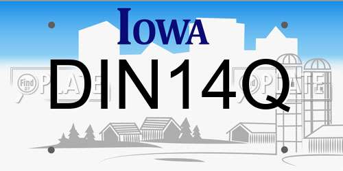 DIN14Q Iowa License Plate