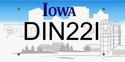 DIN22I Iowa License Plate
