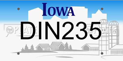 DIN235 Iowa License Plate