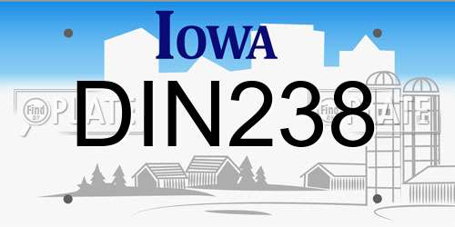 DIN238 Iowa License Plate