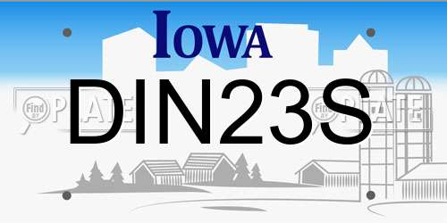 DIN23S Iowa License Plate