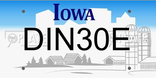 DIN30E Iowa License Plate