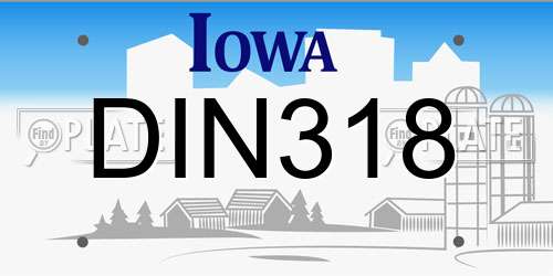 DIN318 Iowa License Plate