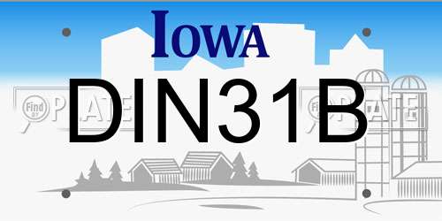 DIN31B Iowa License Plate