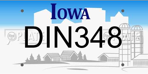DIN348 Iowa License Plate