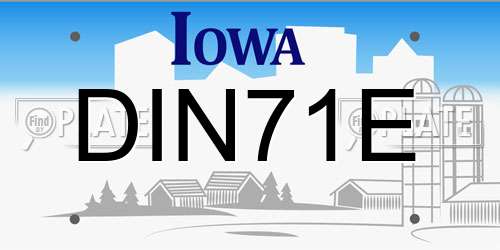 DIN71E Iowa License Plate