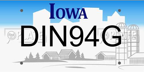 DIN94G Iowa License Plate