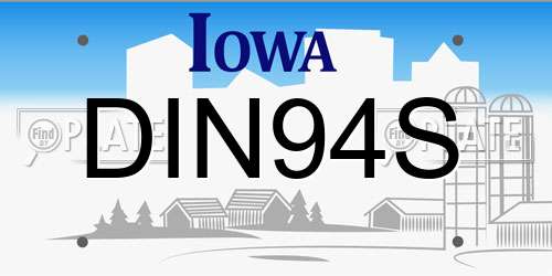 DIN94S Iowa License Plate