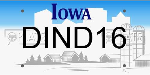 DIND16 Iowa License Plate
