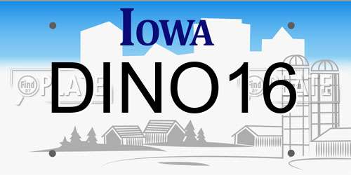 DINO16 Iowa License Plate
