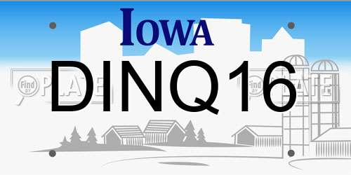 DINQ16 Iowa License Plate
