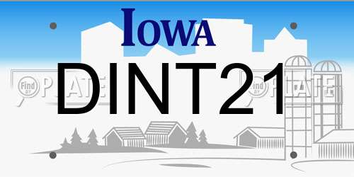 DINT21 Iowa License Plate