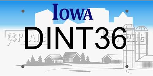 DINT36 Iowa License Plate