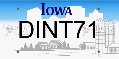 DINT71 Iowa License Plate