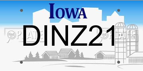 DINZ21 Iowa License Plate