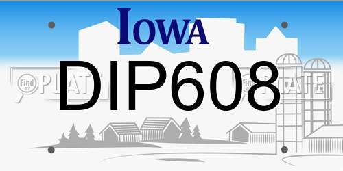 DIP608 Iowa License Plate