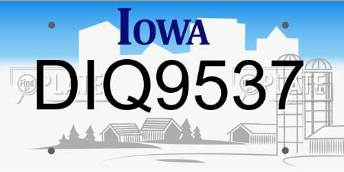 DIQ9537 Iowa License Plate