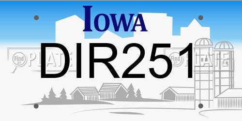 DIR251 Iowa License Plate