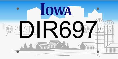 DIR697 Iowa License Plate