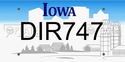 DIR747 Iowa License Plate