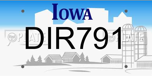 DIR791 Iowa License Plate