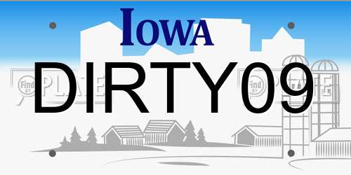 DIRTY09 Iowa License Plate