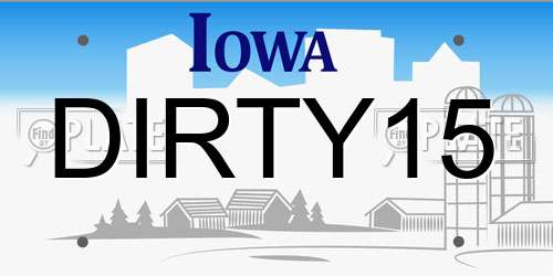 DIRTY15 Iowa License Plate