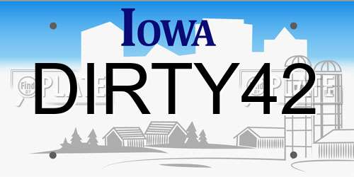 DIRTY42 Iowa License Plate