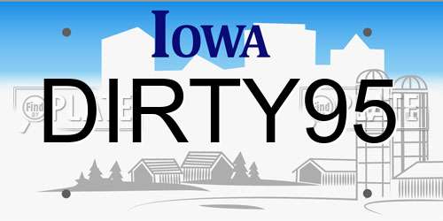 DIRTY95 Iowa License Plate