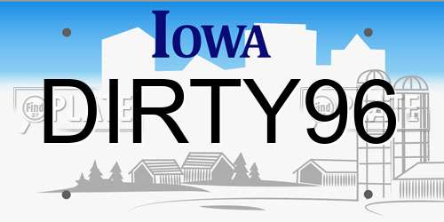 DIRTY96 Iowa License Plate