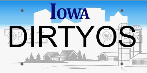 DIRTYOS Iowa License Plate