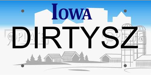DIRTYSZ Iowa License Plate
