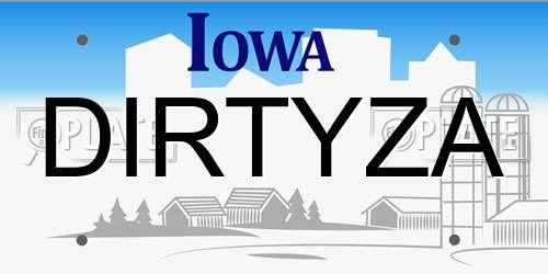 DIRTYZA Iowa License Plate