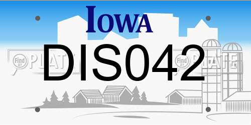 DIS042 Iowa License Plate